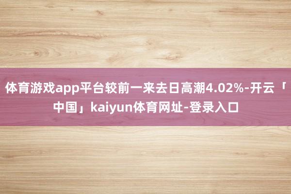 体育游戏app平台较前一来去日高潮4.02%-开云「中国」kaiyun体育网址-登录入口