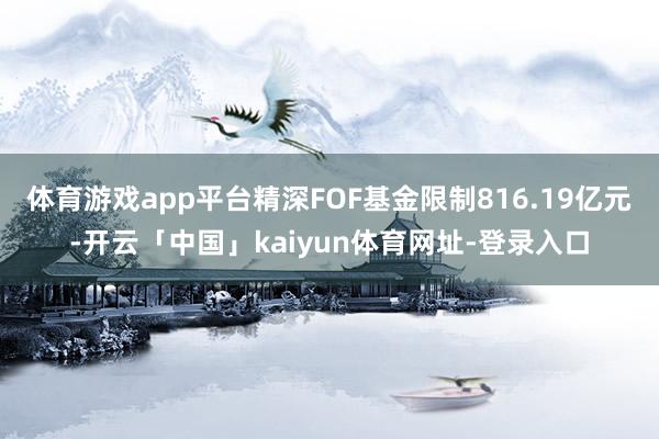 体育游戏app平台精深FOF基金限制816.19亿元-开云「中国」kaiyun体育网址-登录入口