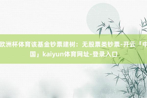 欧洲杯体育该基金钞票建树：无股票类钞票-开云「中国」kaiyun体育网址-登录入口