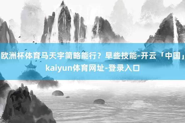 欧洲杯体育马天宇简略能行？早些技能-开云「中国」kaiyun体育网址-登录入口