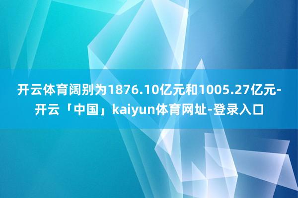 开云体育阔别为1876.10亿元和1005.27亿元-开云「中国」kaiyun体育网址-登录入口