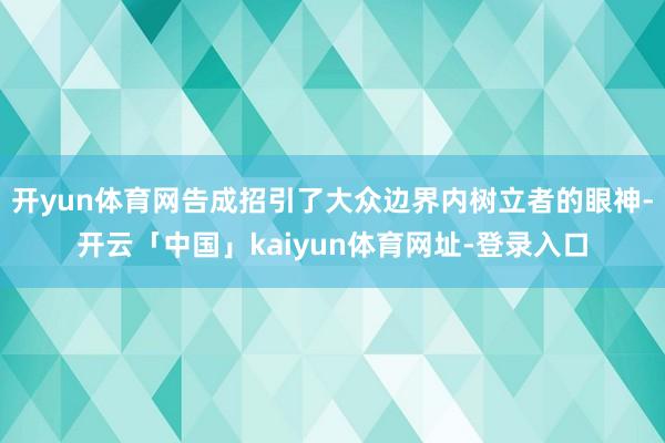 开yun体育网告成招引了大众边界内树立者的眼神-开云「中国」kaiyun体育网址-登录入口