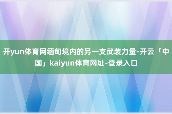 开yun体育网缅甸境内的另一支武装力量-开云「中国」kaiyun体育网址-登录入口