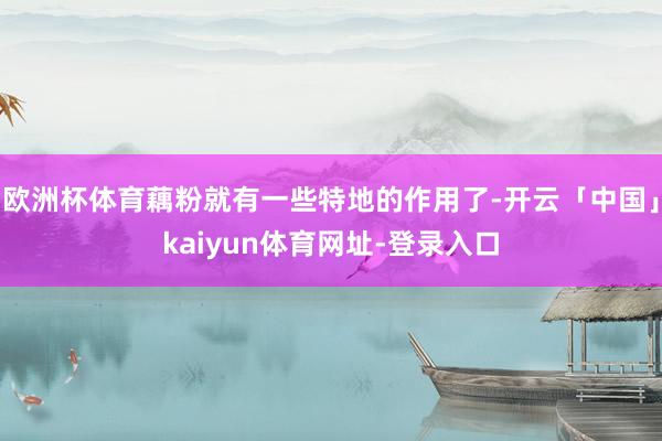 欧洲杯体育藕粉就有一些特地的作用了-开云「中国」kaiyun体育网址-登录入口
