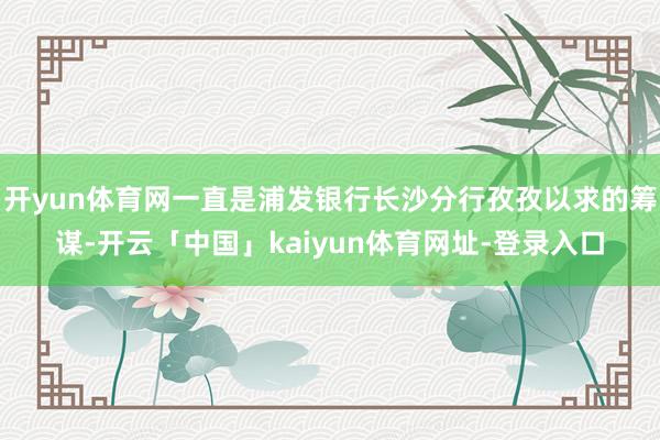 开yun体育网一直是浦发银行长沙分行孜孜以求的筹谋-开云「中国」kaiyun体育网址-登录入口