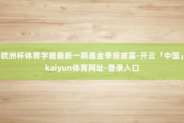 欧洲杯体育字据最新一期基金季报披露-开云「中国」kaiyun体育网址-登录入口