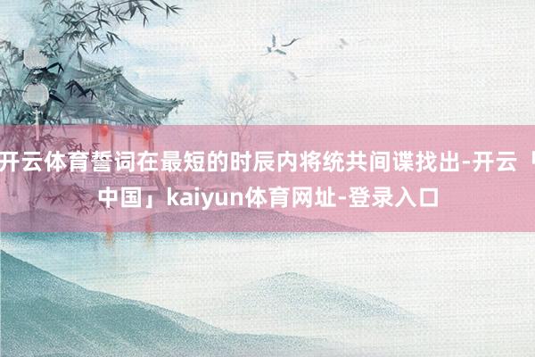 开云体育誓词在最短的时辰内将统共间谍找出-开云「中国」kaiyun体育网址-登录入口