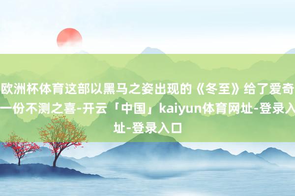 欧洲杯体育这部以黑马之姿出现的《冬至》给了爱奇艺一份不测之喜-开云「中国」kaiyun体育网址-登录入口