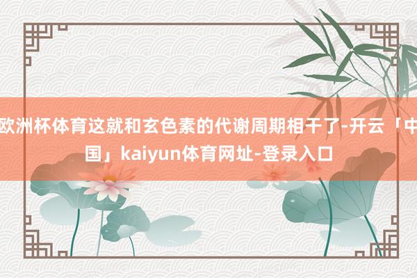 欧洲杯体育这就和玄色素的代谢周期相干了-开云「中国」kaiyun体育网址-登录入口