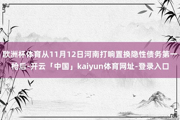 欧洲杯体育从11月12日河南打响置换隐性债务第一枪后-开云「中国」kaiyun体育网址-登录入口