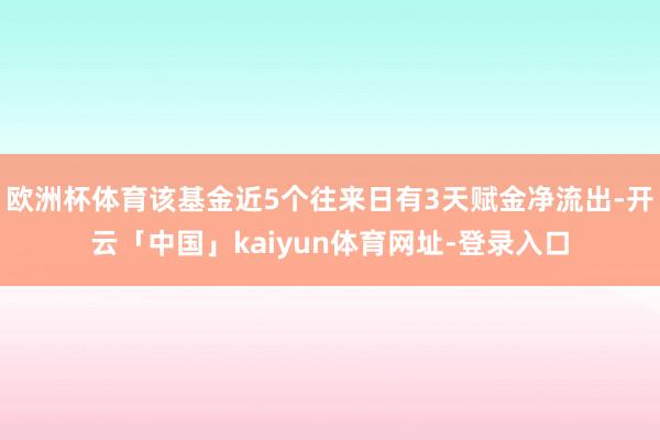 欧洲杯体育该基金近5个往来日有3天赋金净流出-开云「中国」kaiyun体育网址-登录入口